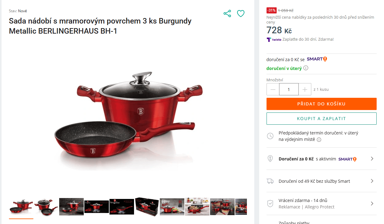 3 dílná sada nádobí BerlingerHaus