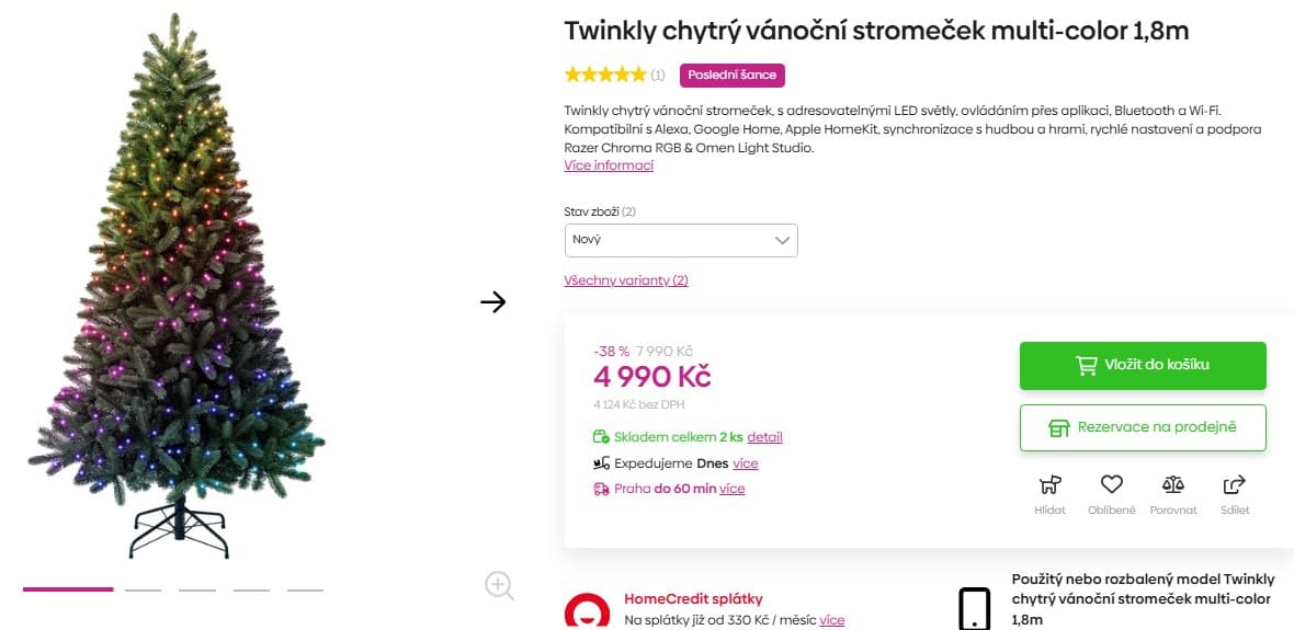Chytrý vánoční stromek Twinkly 180cm, 435světel