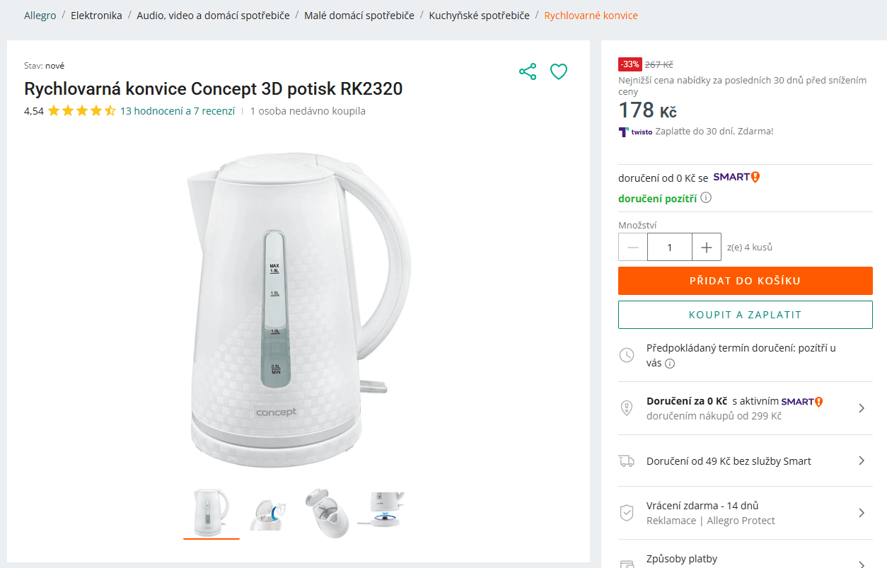 Rychlovarná konvice Concept 1,8 l
