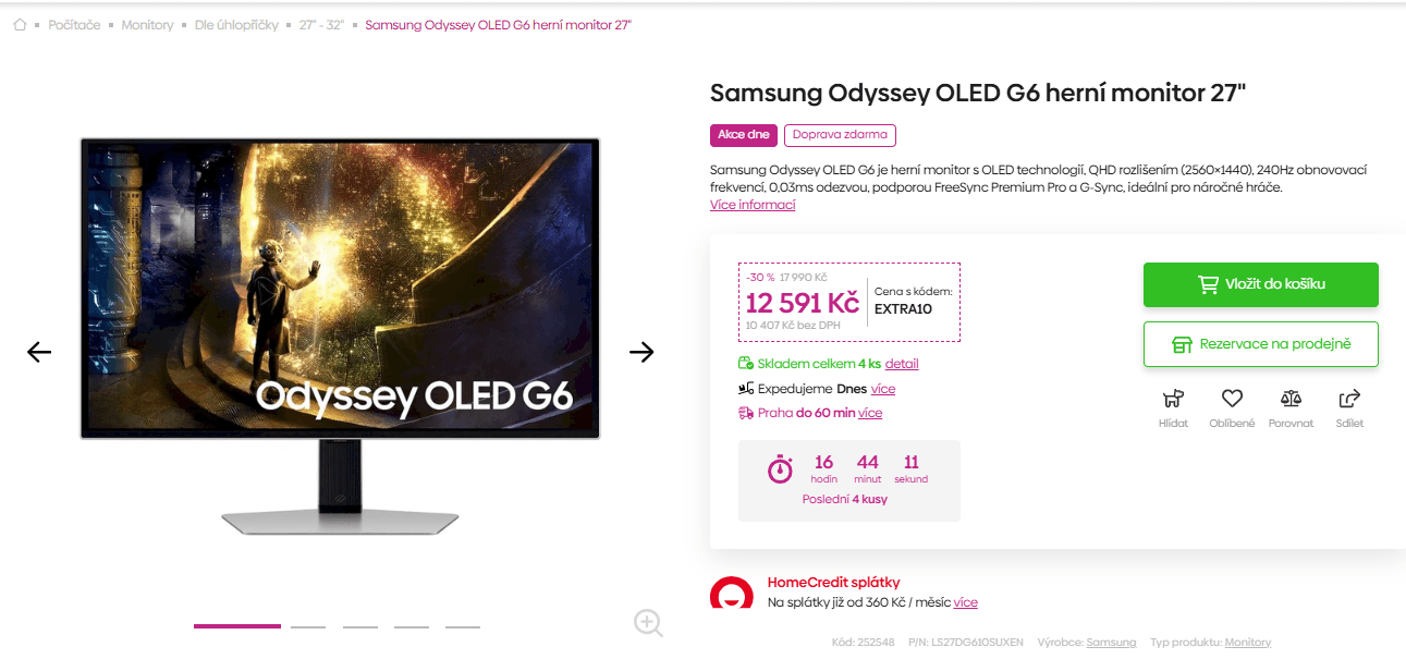 OLED PC monitor Samsung 27", 240Hz