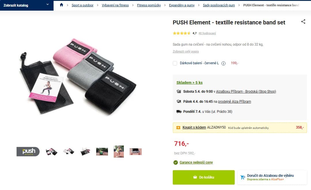 Posilovací gumy na cvičení Push, 8-32 kg