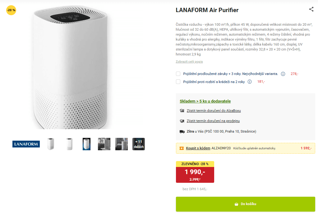 Čistička vzduchu LANAFORM 20 m²
