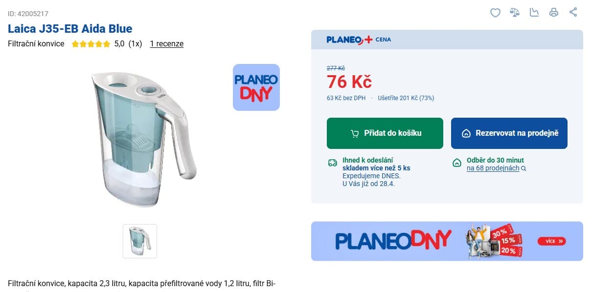 Filtrační konvice Laica Aida, 2,3 litru