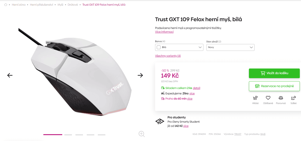 Herní myš Trust GXT 109W Felox