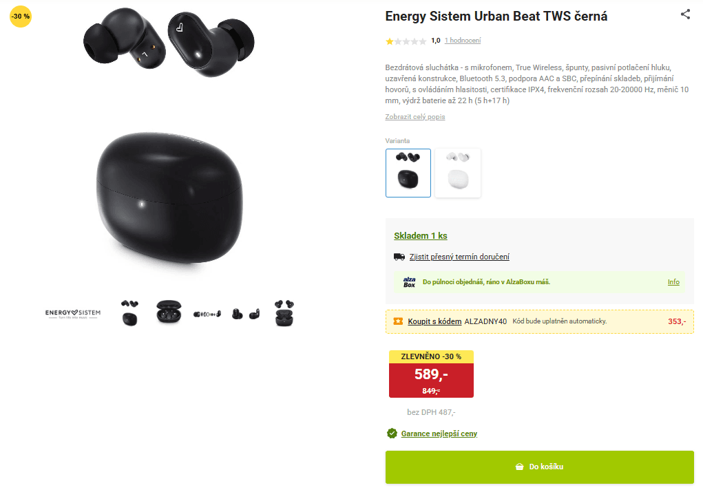 BT sluchátka Energy Sistem Urban Beat 