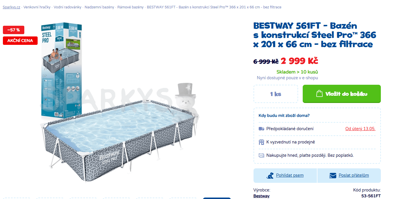 Nadzemní bazén Bestway 3,66x2m, steel