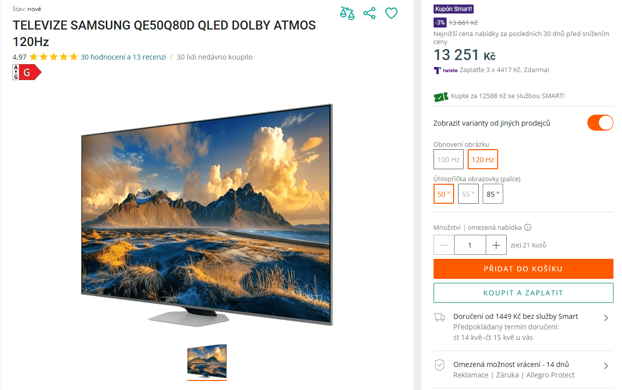 4K Atmos 120Hz, QLED, 127cm Samsung