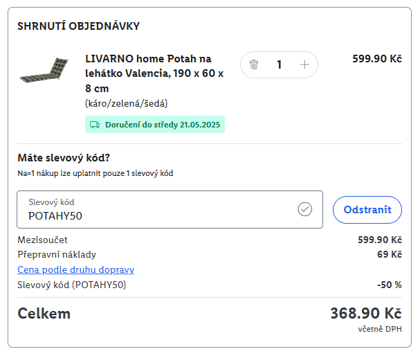 Lidl-shop - -50% na polstrování, potahy, sedáky