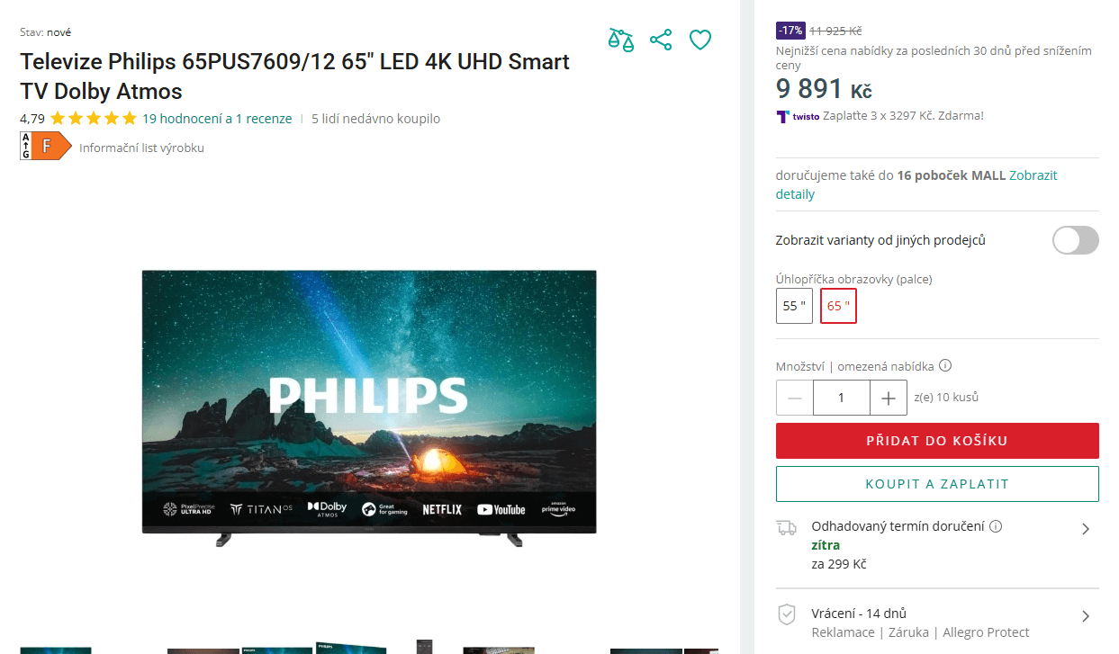 4K Atmos TV 164 cm Philips