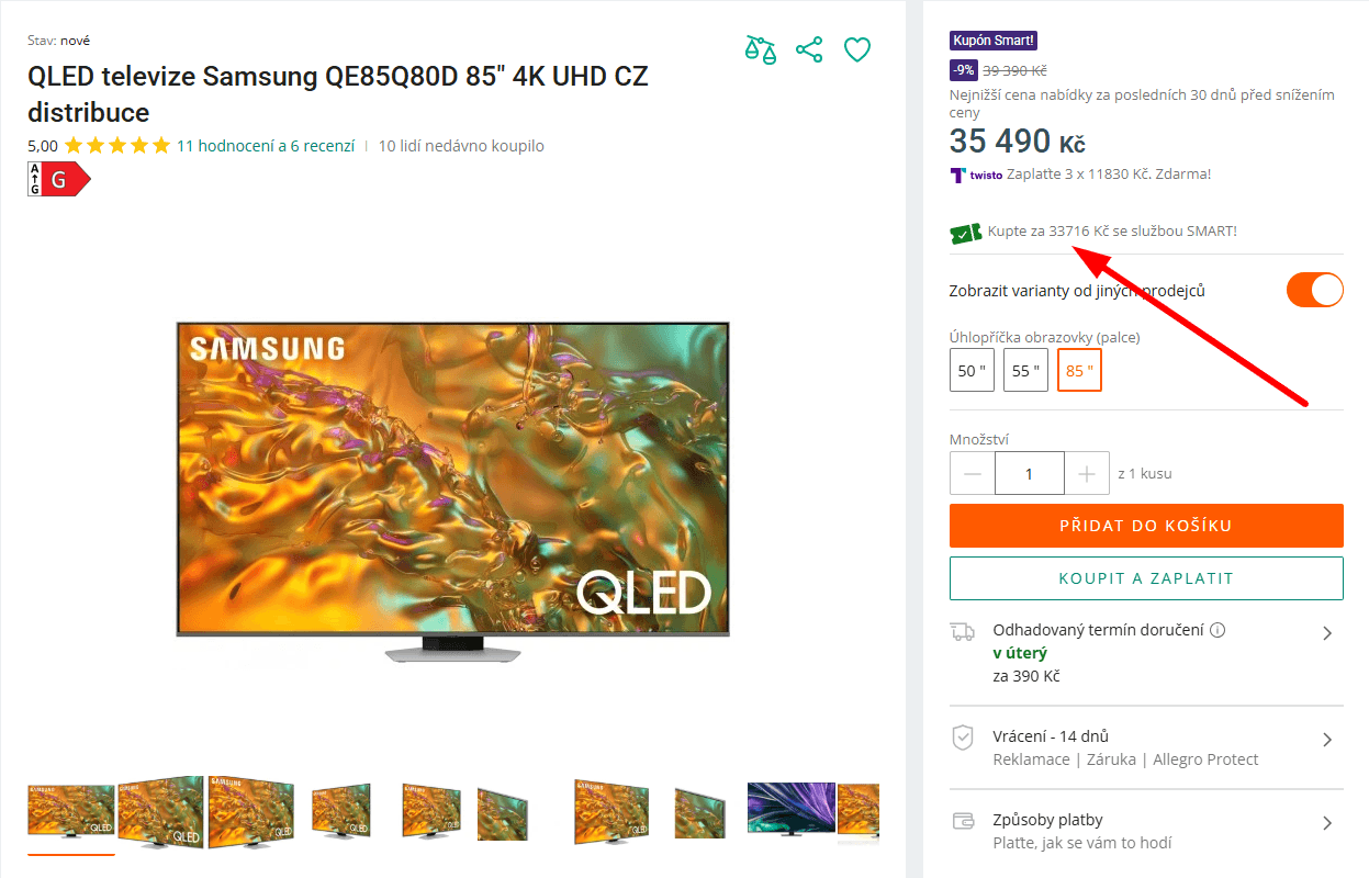 4K Atmos 120Hz, QLED, 215cm Samsung